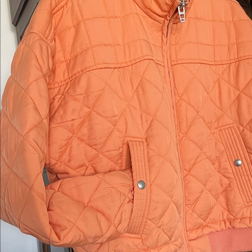 BLANK NYC Fallen For You Sunset Orange Quilted Jacket